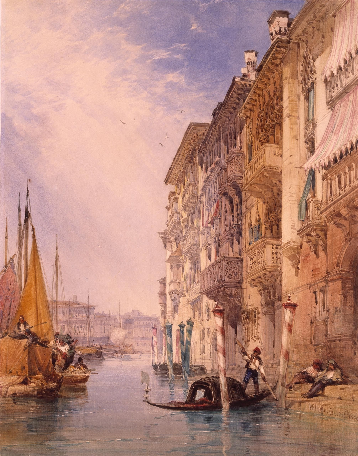 A Gondola on the Grand Canal, Venice, by William Callow, public domain