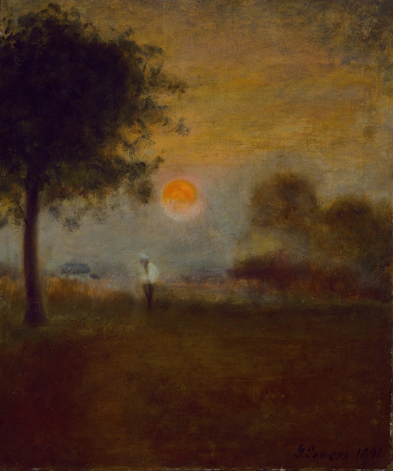 Moonrise by George Inness, oil on canvas depicting a twilight landscape with moonlight.