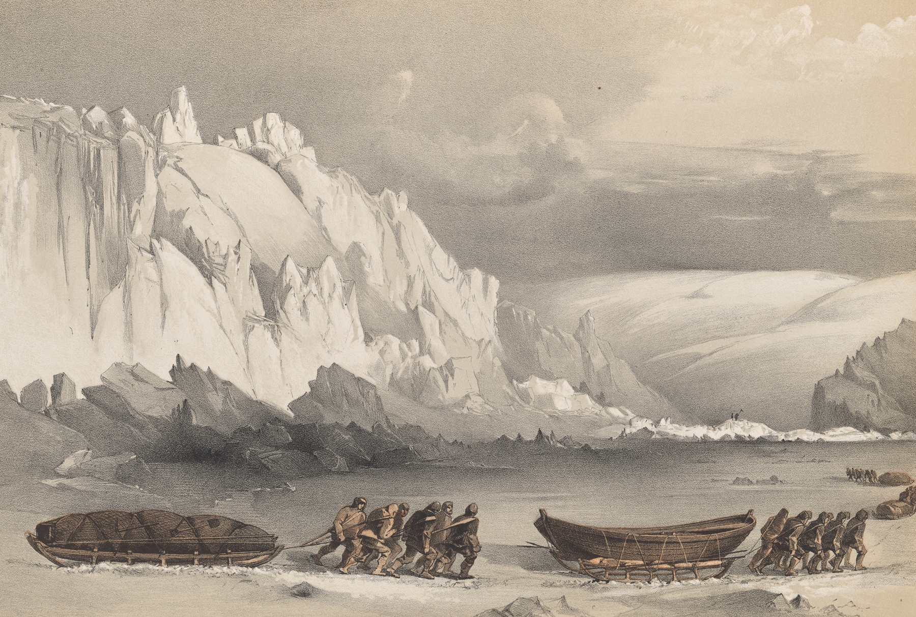 Division of Sledges passing Cape Lady Franklin, oil on canvas by Walter William May