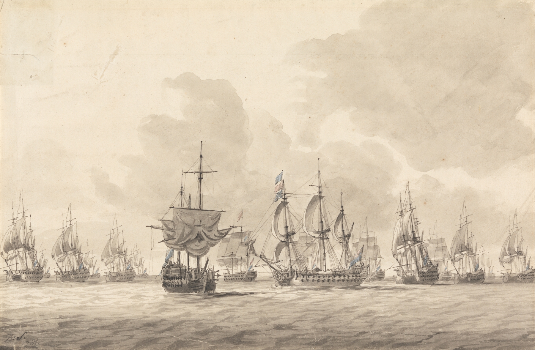The Battle of the Dogger Bank, 5th August, 1781, by Dominic Serres, public domain