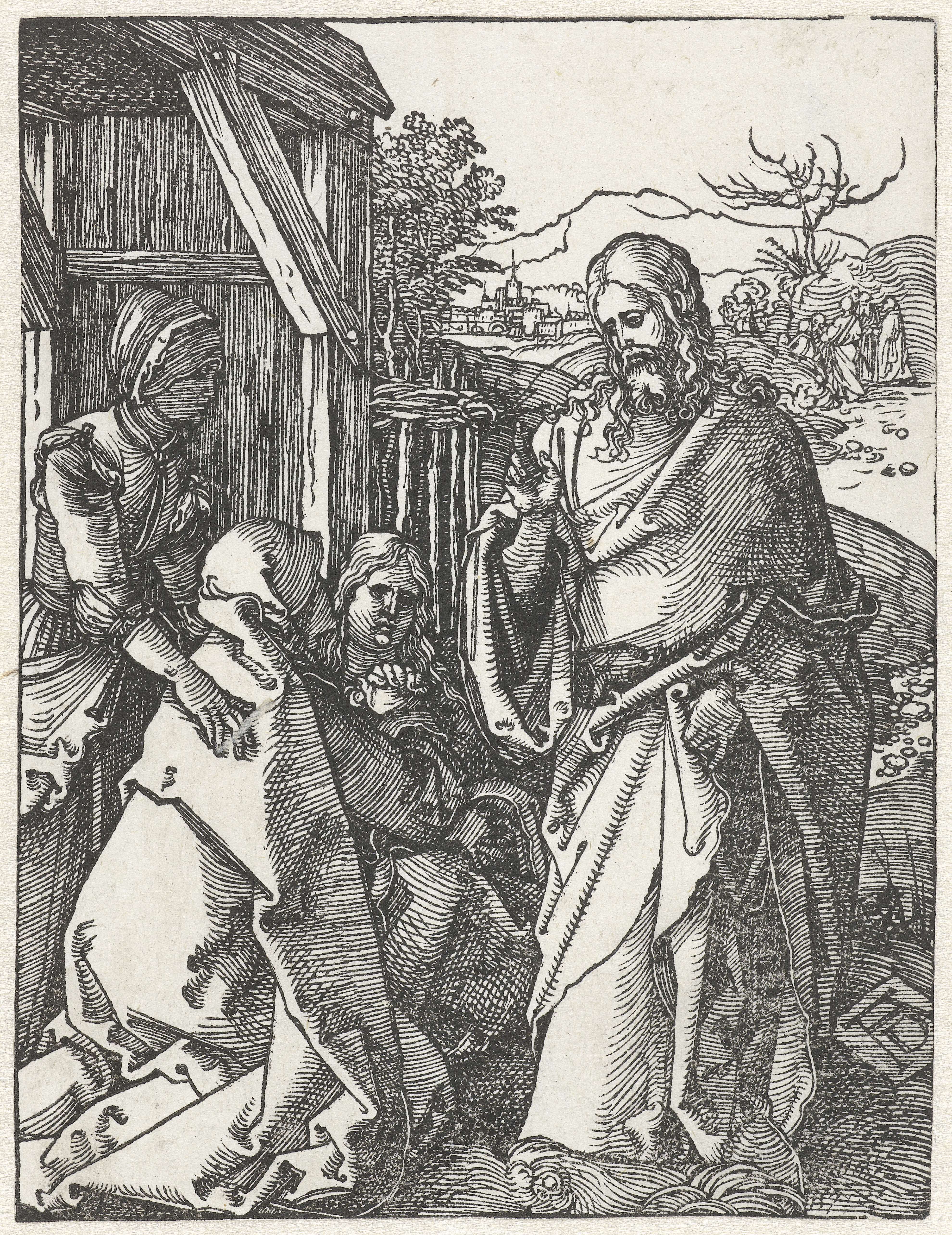 Religious scene with Christ and his mother, paper artwork by Albrecht Dürer