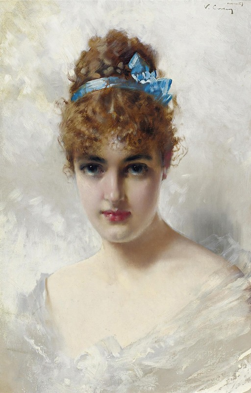 Portrait of a young woman in white by Vittorio Matteo Corcos.