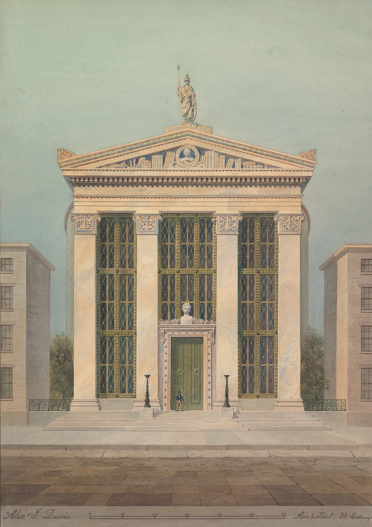 Study for the Astor Library, New York, by Alexander Jackson Davis, public domain