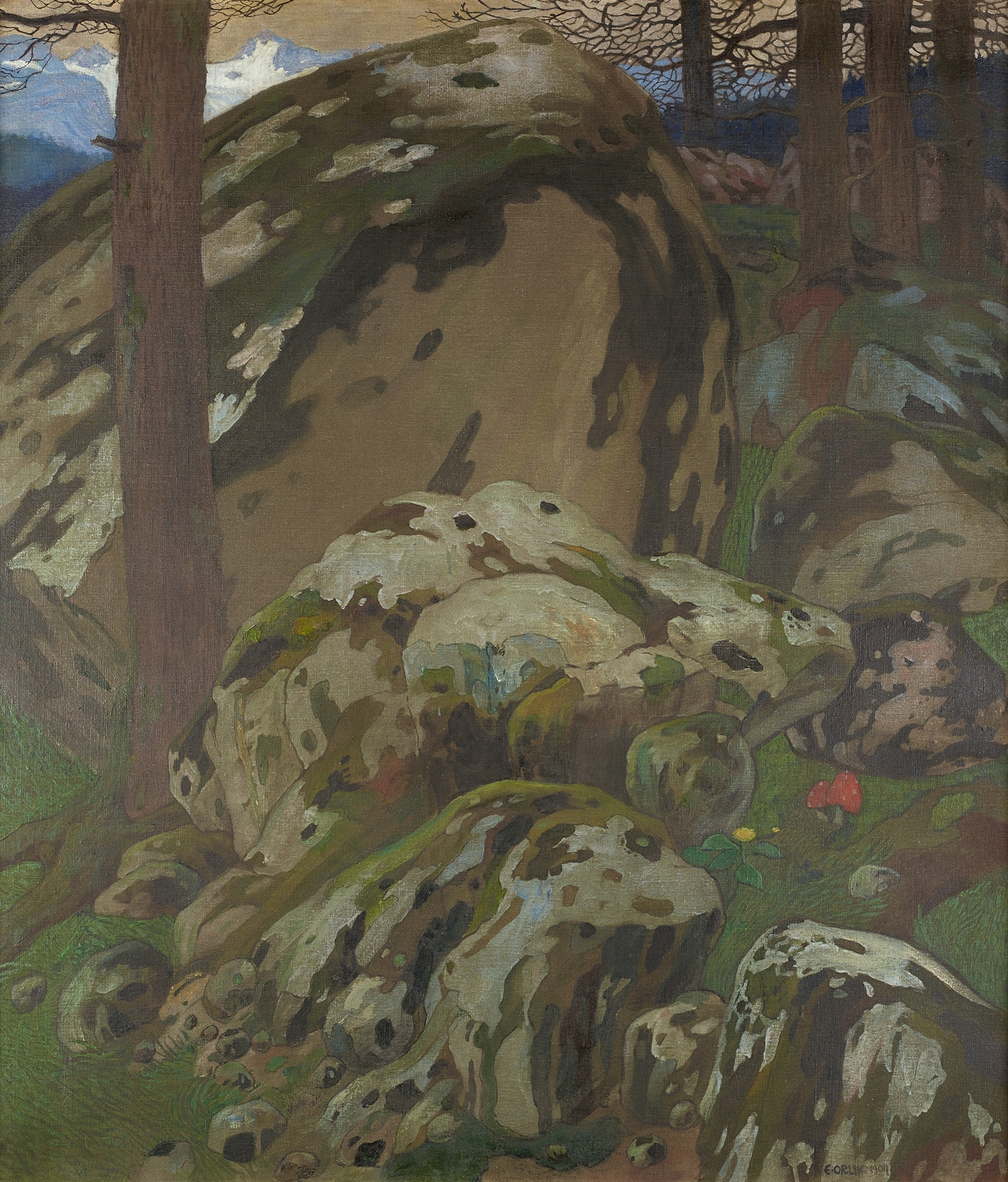 Dachstein by Emil Orlik, an expressionist landscape depicting snow-capped mountains under a desaturated sky.