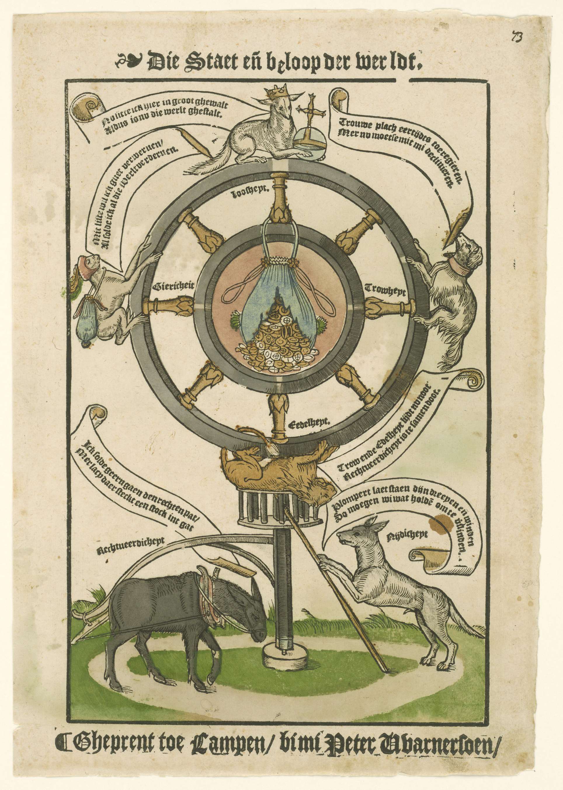 Allegorical depiction of fortune's wheel, Unknown Artist, Northern Renaissance