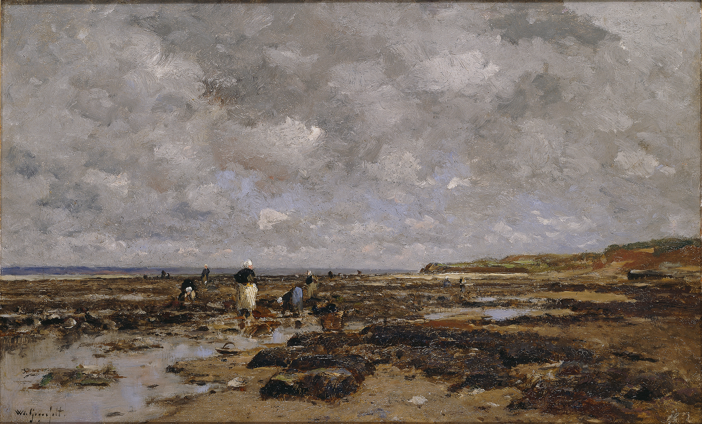 Clam-Pickers in Villerville by Wilhelm von Gegerfelt, Impressionism, depicting figures on the shore.