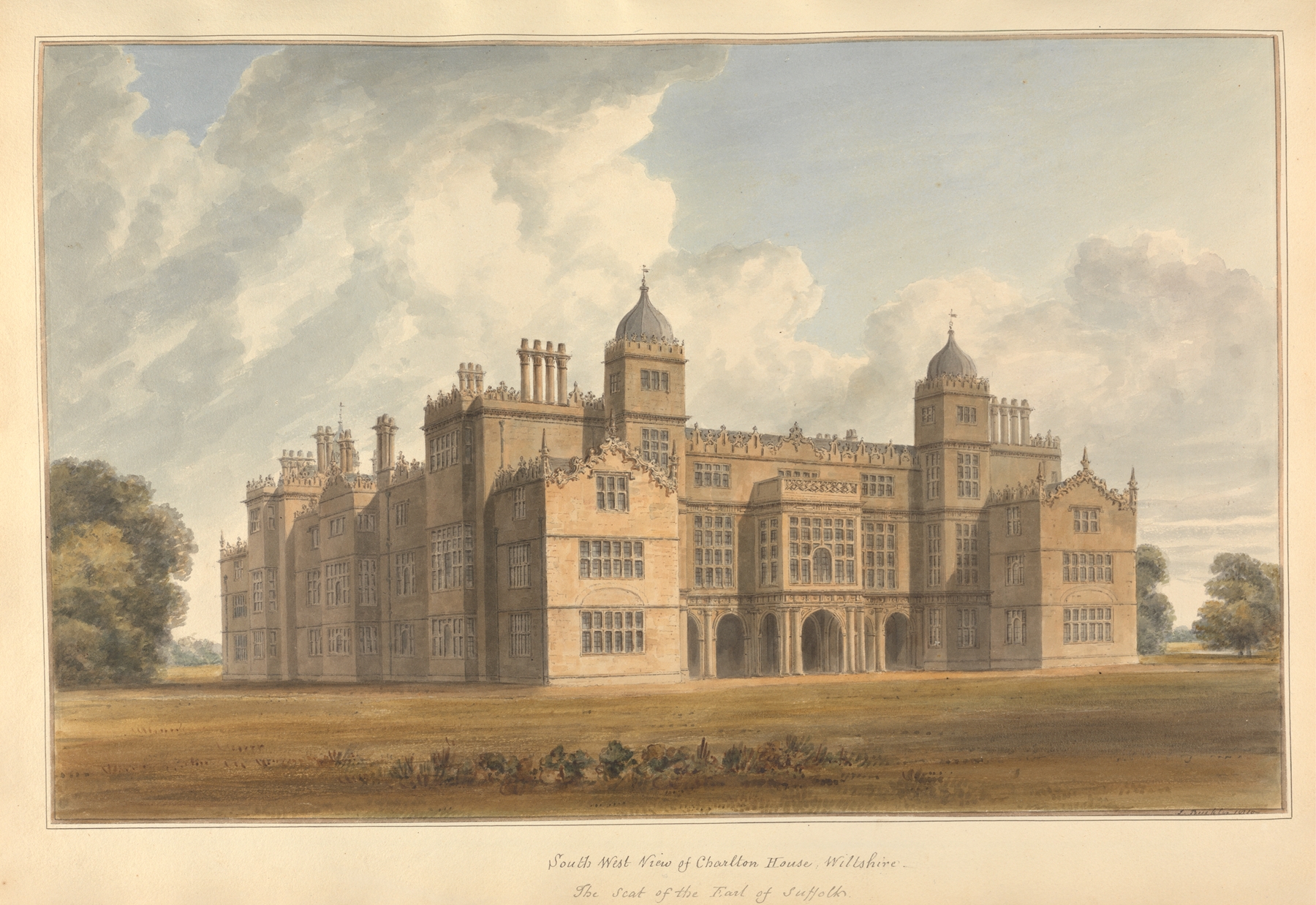 South West View of Charlton House Wiltshire, oil painting by John Buckler