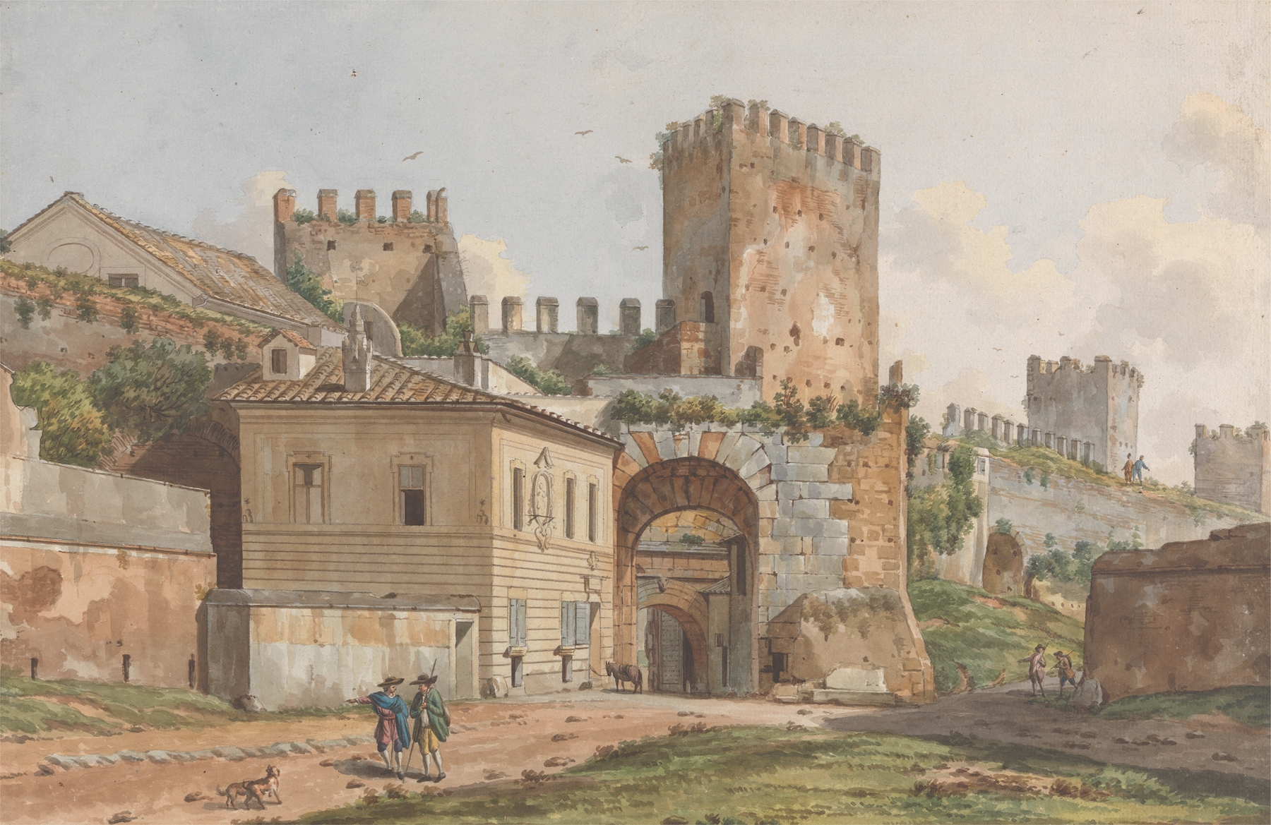 Gateway in a City Wall With Towers, oil on canvas by Willey Reveley