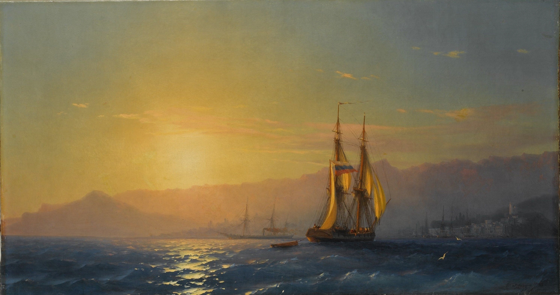 Sunset at sea, by Ivan Konstantinovich Aivazovsky, public domain