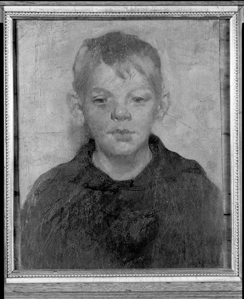 Portrait of a boy by Julian Alden Weir, oil on canvas, featuring expressive eyes and warm light.