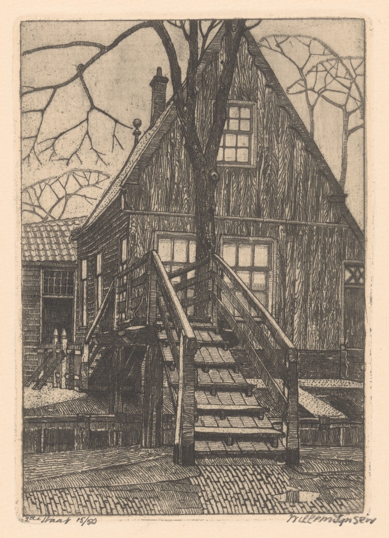 House with bridge in Westzaan by Willem Jansen, oil painting