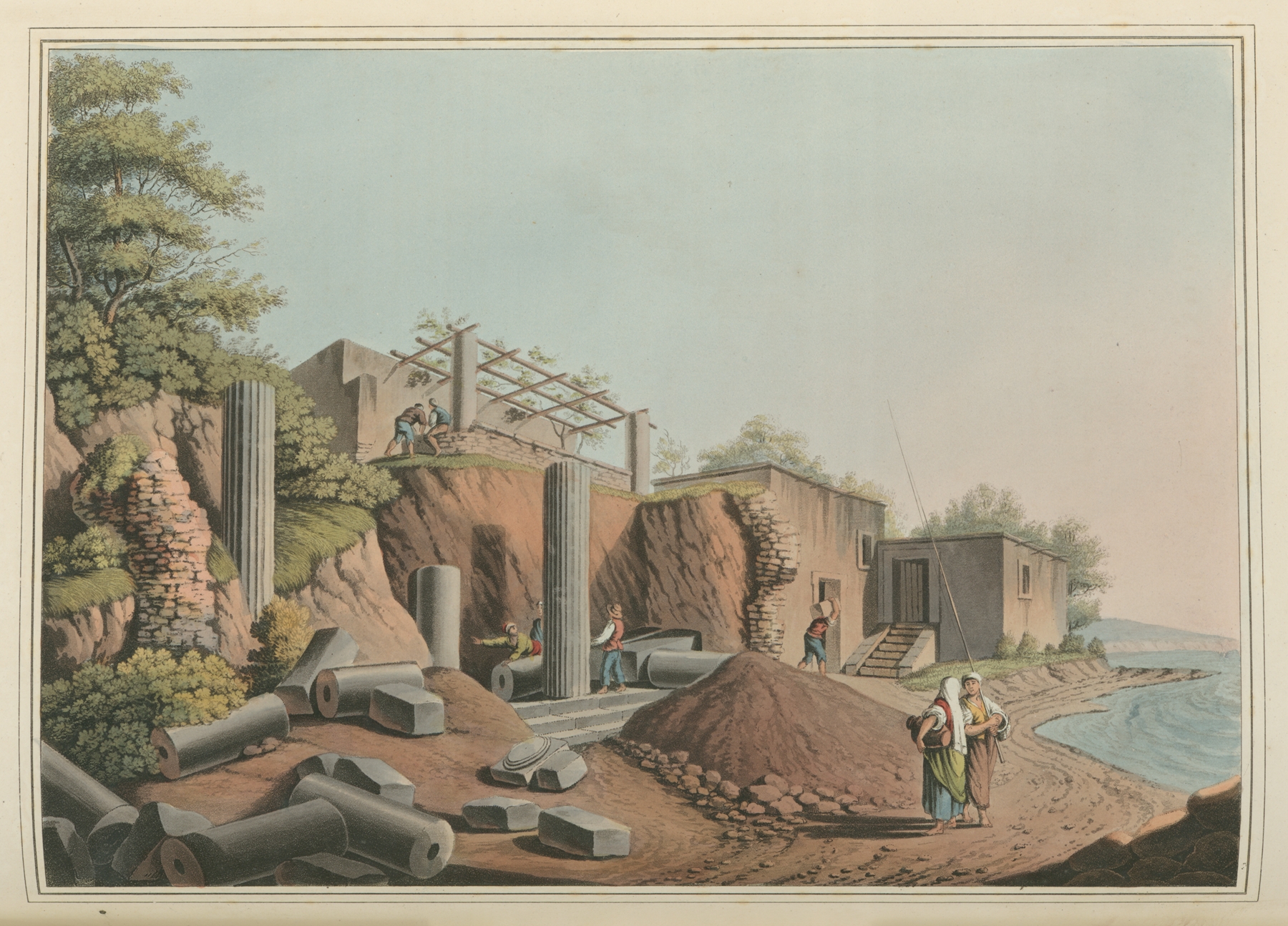 Ancient Temple in the Island of Salina by Luigi Mayer, landscape with a temple.