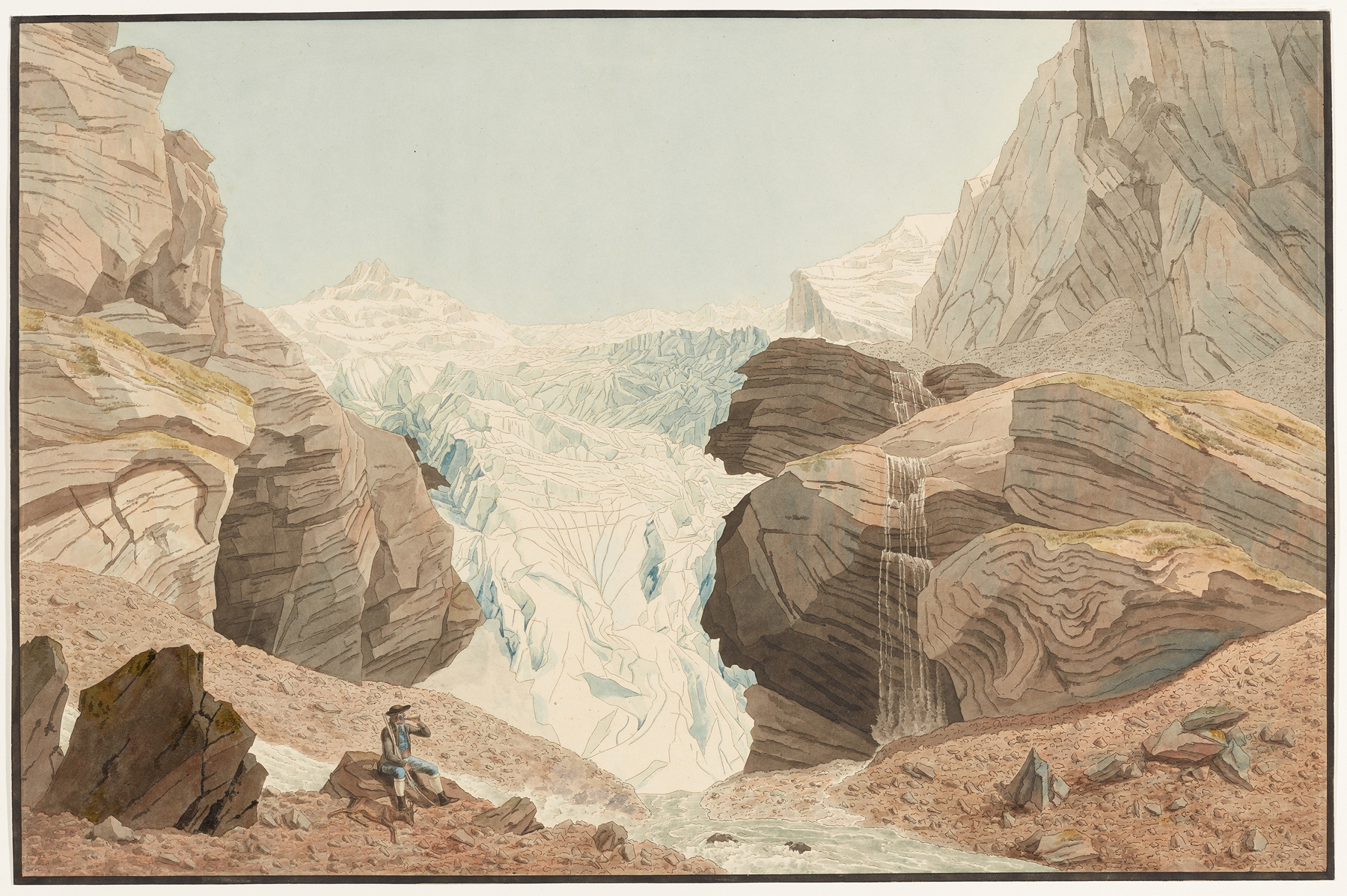 Landscape of Le Glacier nommé Rosenlaui by Johann Jakob Biedermann, oil painting.
