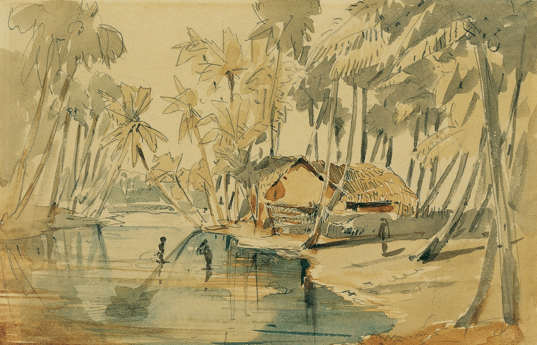 Palmenhain auf Ceylon by Joseph Selleny, oil painting depicting lush tropical palms and greenery