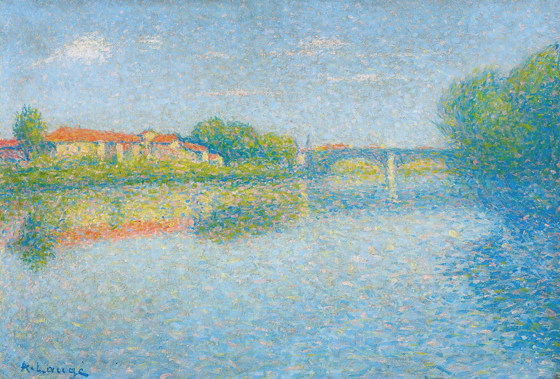 La Garonne À Toulouse by Achille Laugé, oil painting of a serene river landscape.