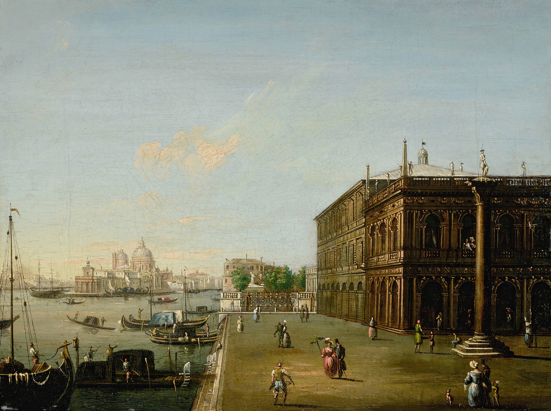 Romanticism oil painting of Venice's Molo and Libreria by Giuseppe Borsato