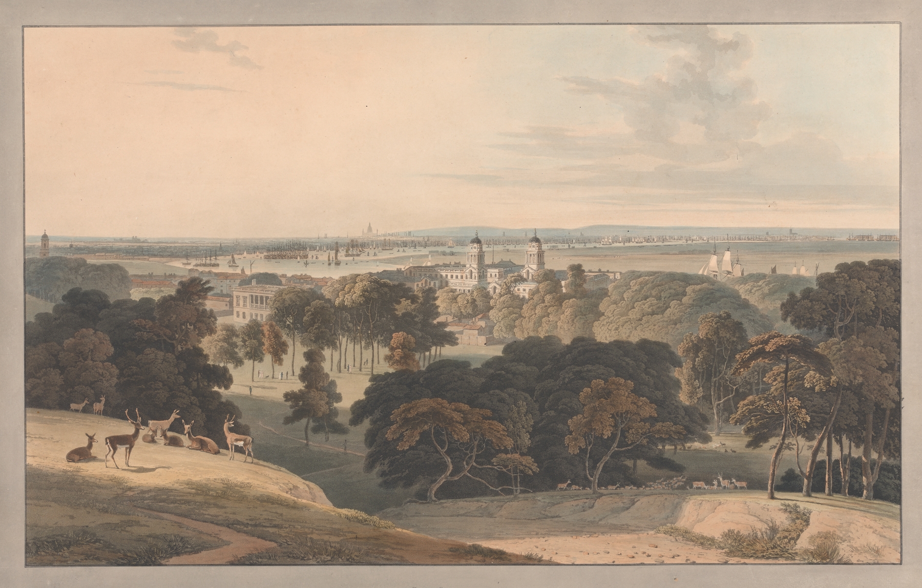 Landscape of London from Greenwich Park, oil painting by William Daniell