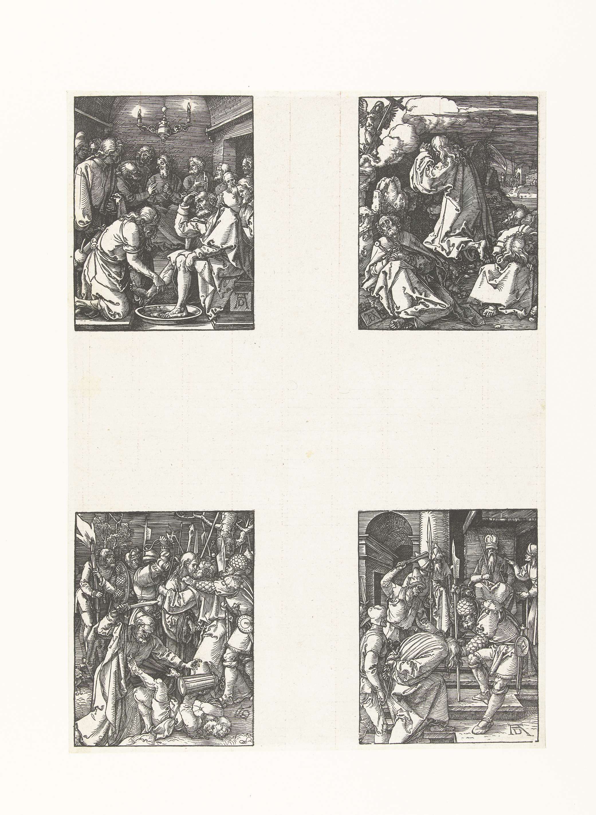 Voetwassing by Albrecht Dürer, paper medium, depicting Christ in the olive garden