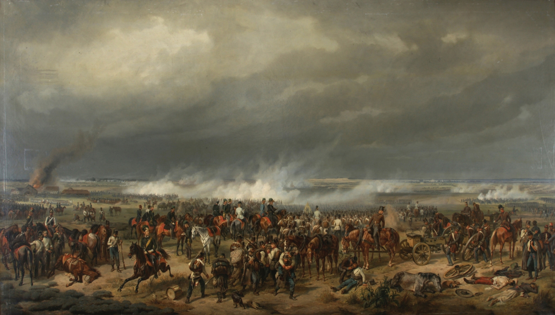 Historical battle scene in oil on canvas by Albrecht von Adam