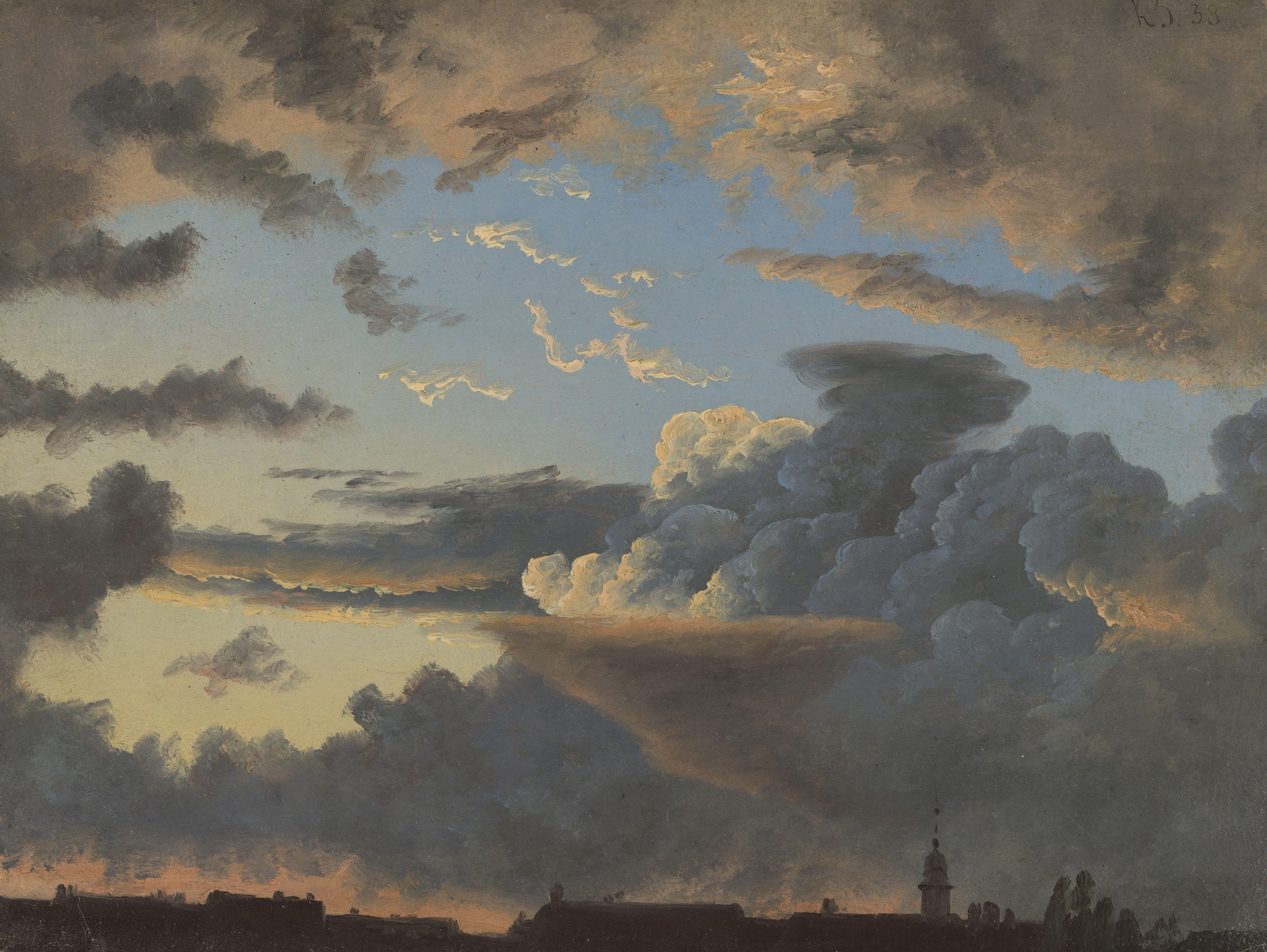 Cloud Study, oil on canvas by Knud Baade, featuring clouds and a blue sky