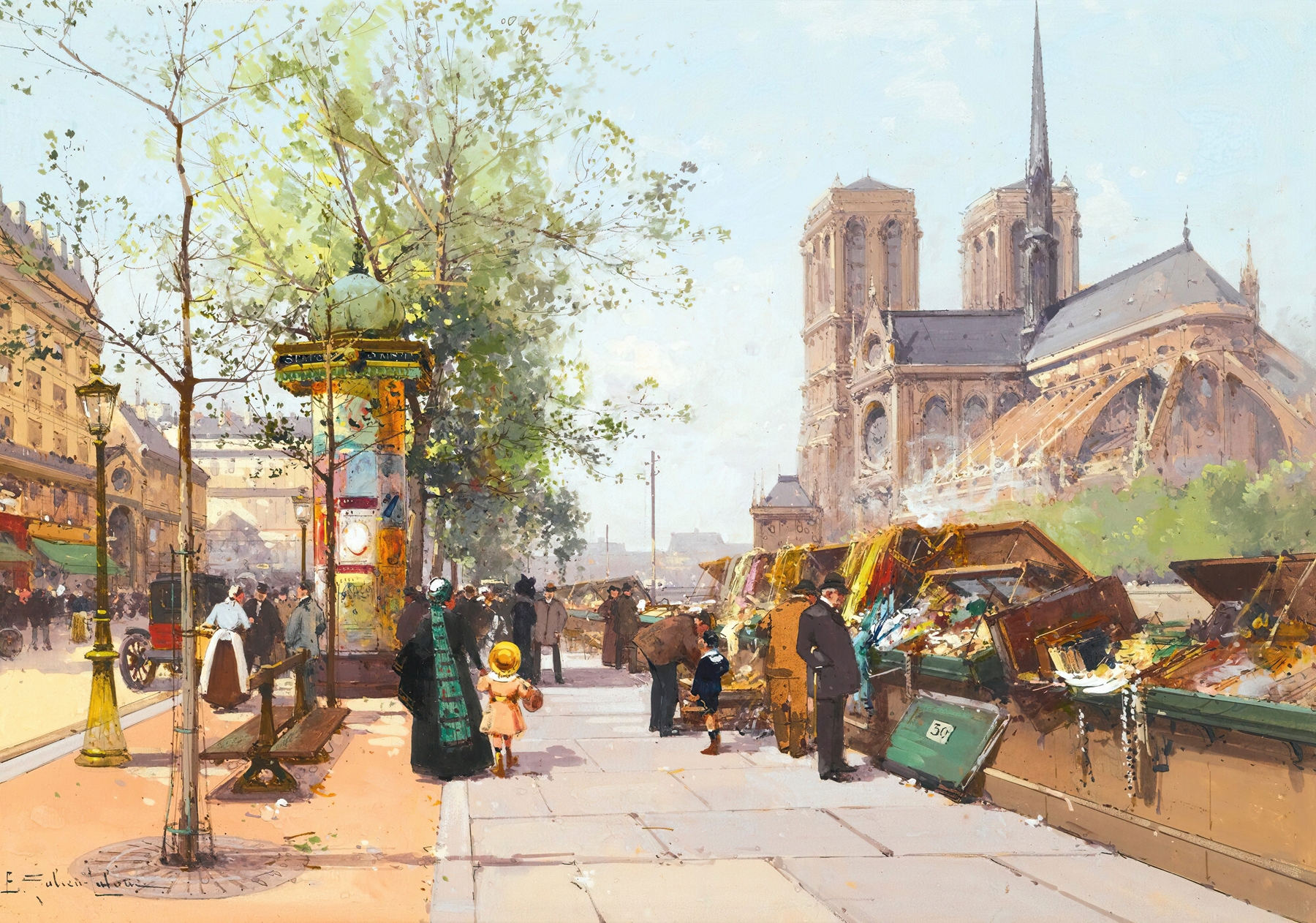 Notre Dame De Paris, by Eugène Galien-Laloue, public domain