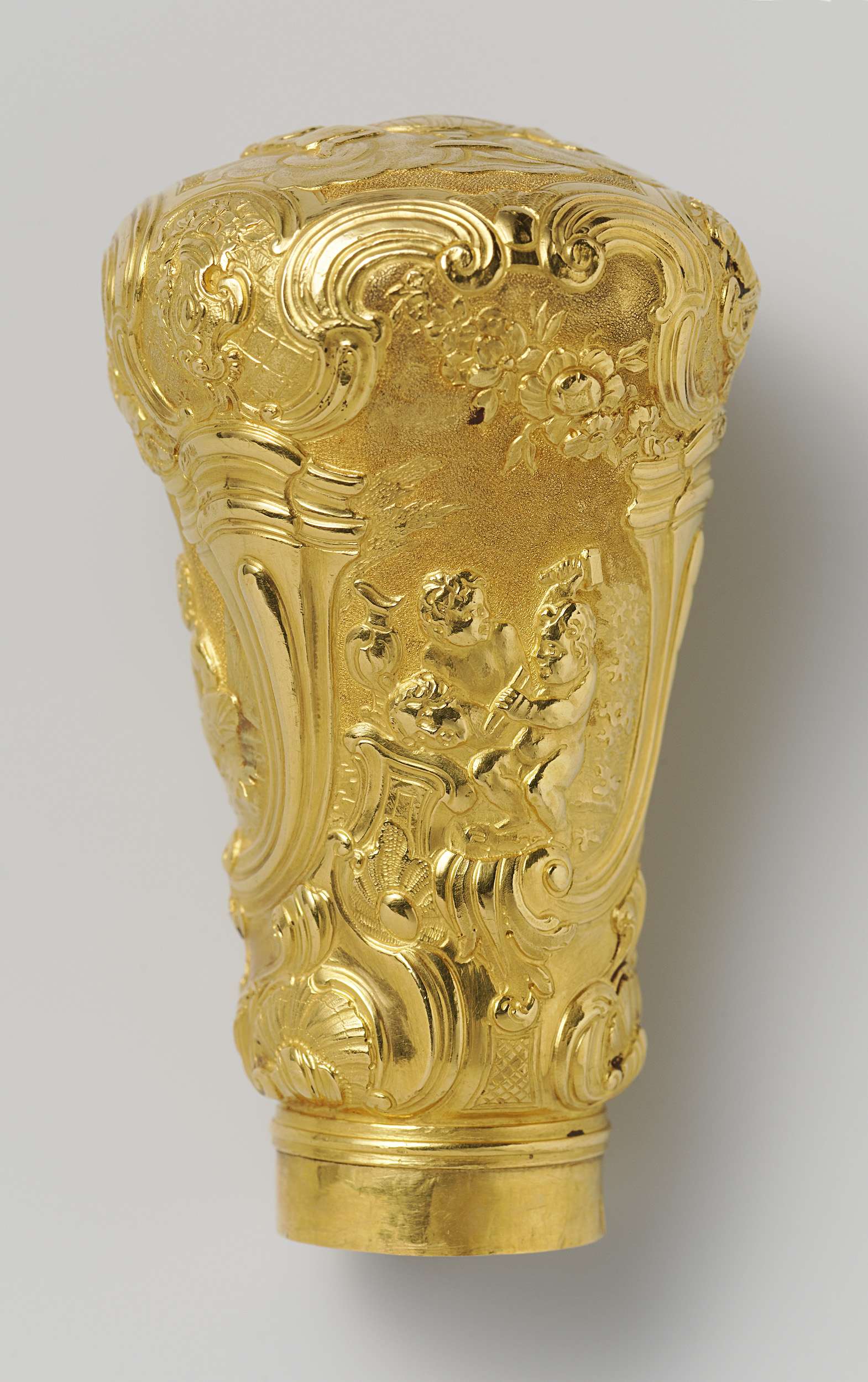 Cane handle made of metal featuring children by Louis Métayer