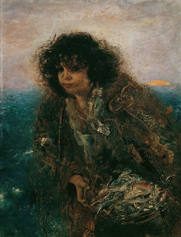 A young Italian fisherman child depicted in a realistic style.