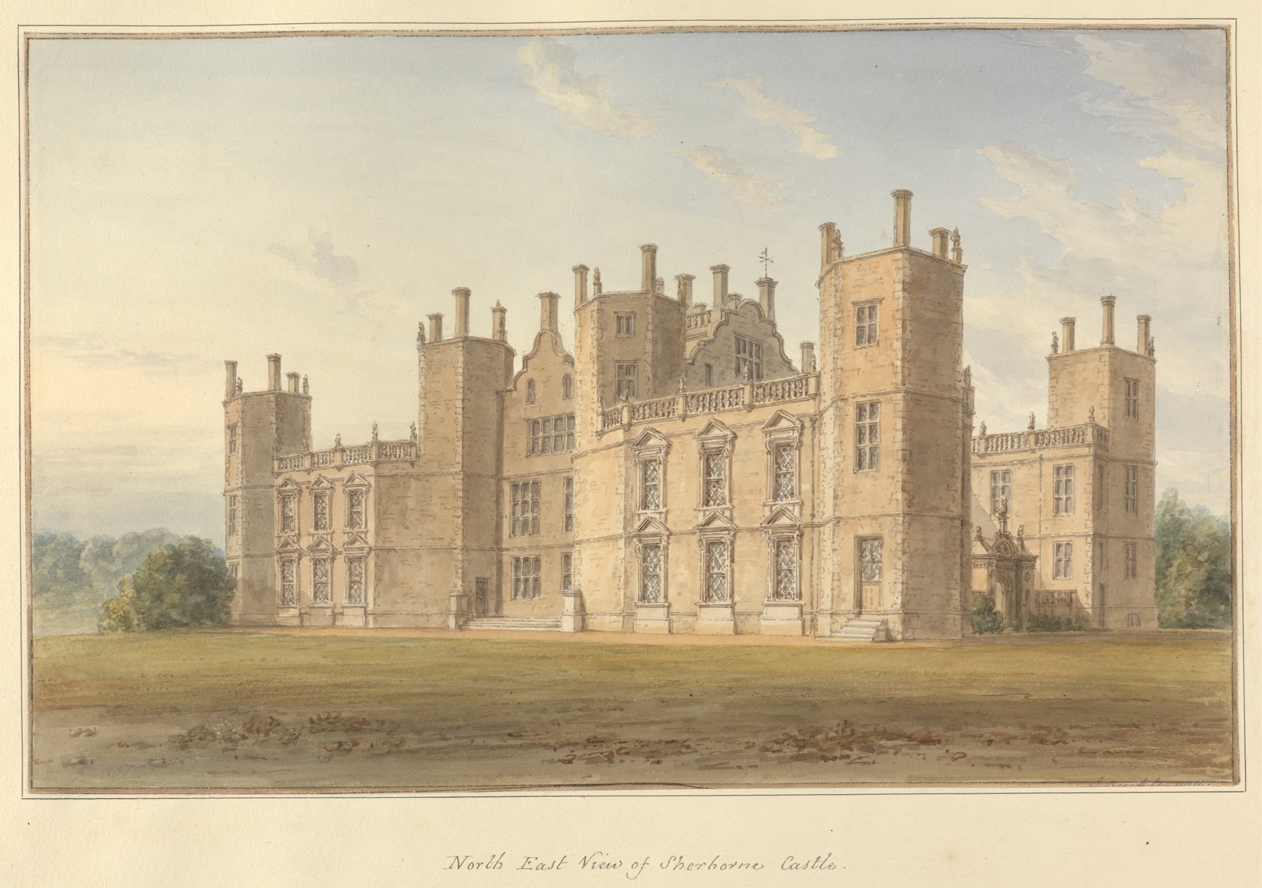 North East View of Sherborne Castle by John Buckler, oil painting