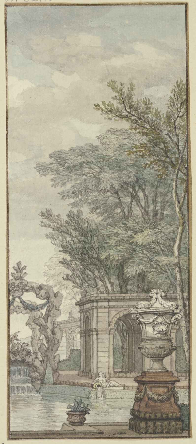 Landscape with water and artificial rock by Isaac de Moucheron, Dutch Golden Age