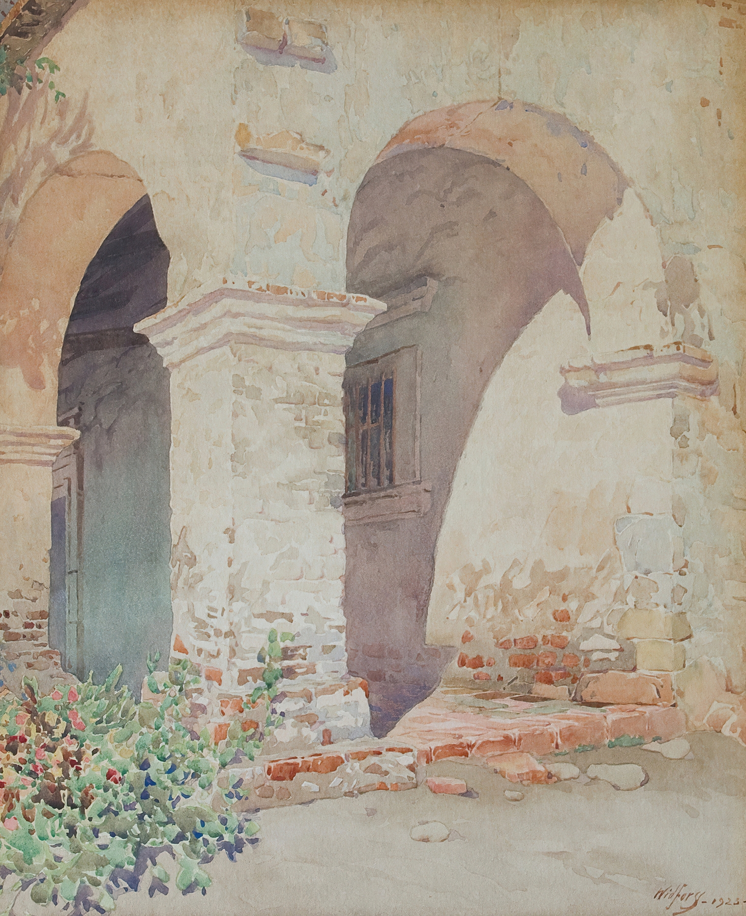 Mission San Juan Capistrano by Gunnar Mauritz Widforss, watercolor on paper
