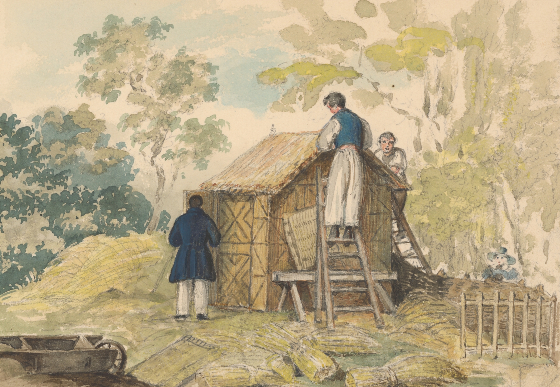 Interior scene depicting a wooden structure by Henriette Odescalchi, Romanticism