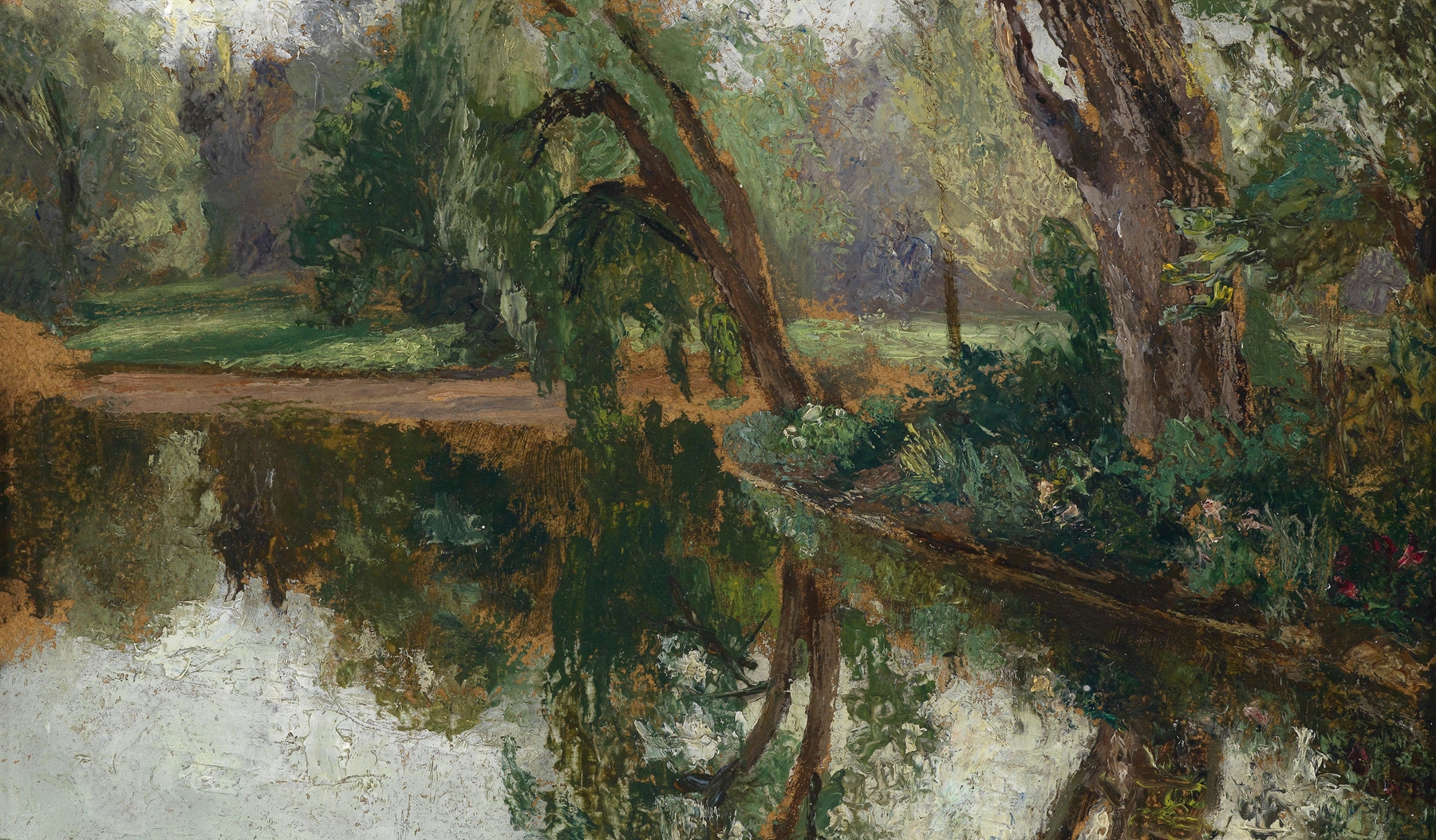 Aulandschaft by Olga Wisinger-Florian, impressionist landscape oil painting