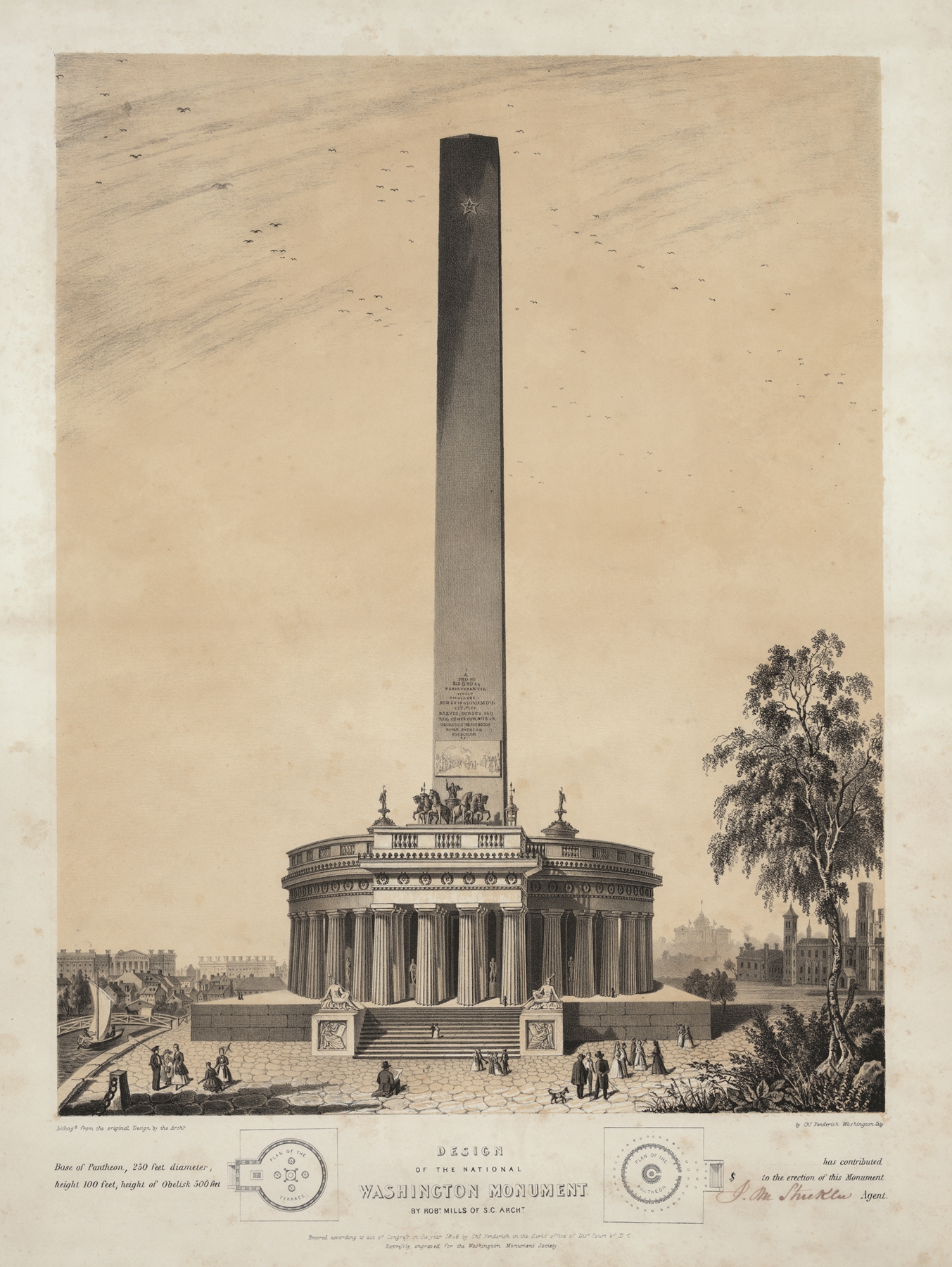 Design of the original Washington Monument, by John H. Bufford's & Sons, public domain