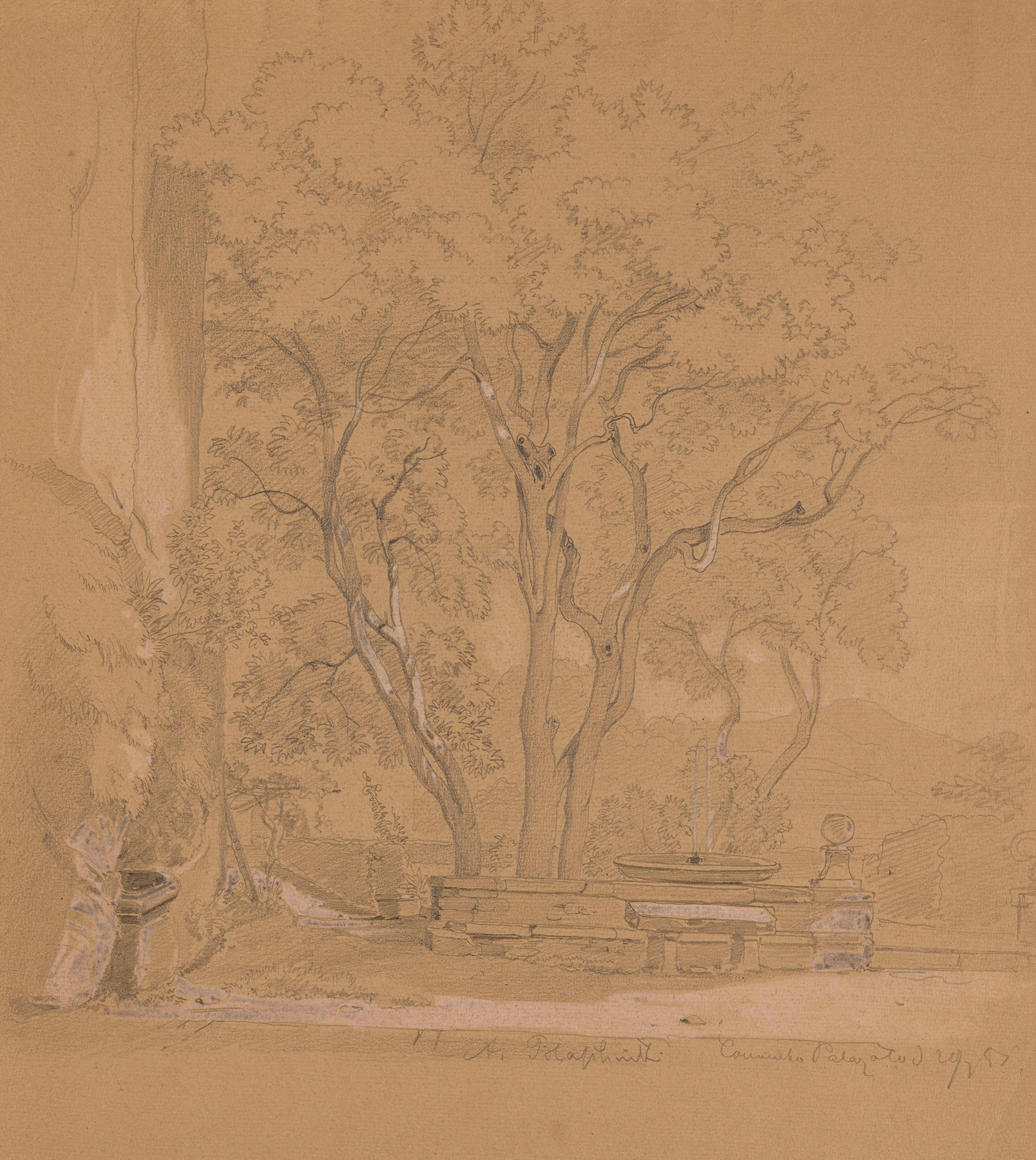 Garden with a Fountain at the Palazzolo Monastery, near Albano Laziale, by Arthur Blaschnik, public domain