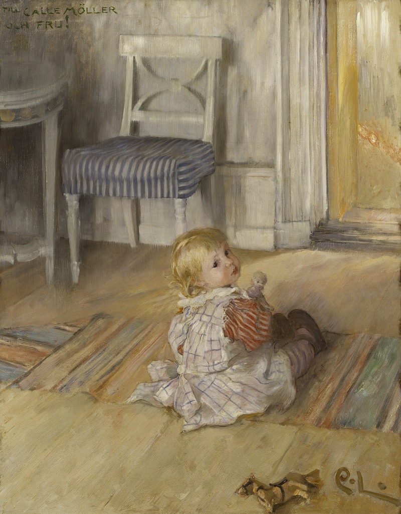 A serene marine scene by Carl Larsson depicting gentle waves and a tranquil sky.
