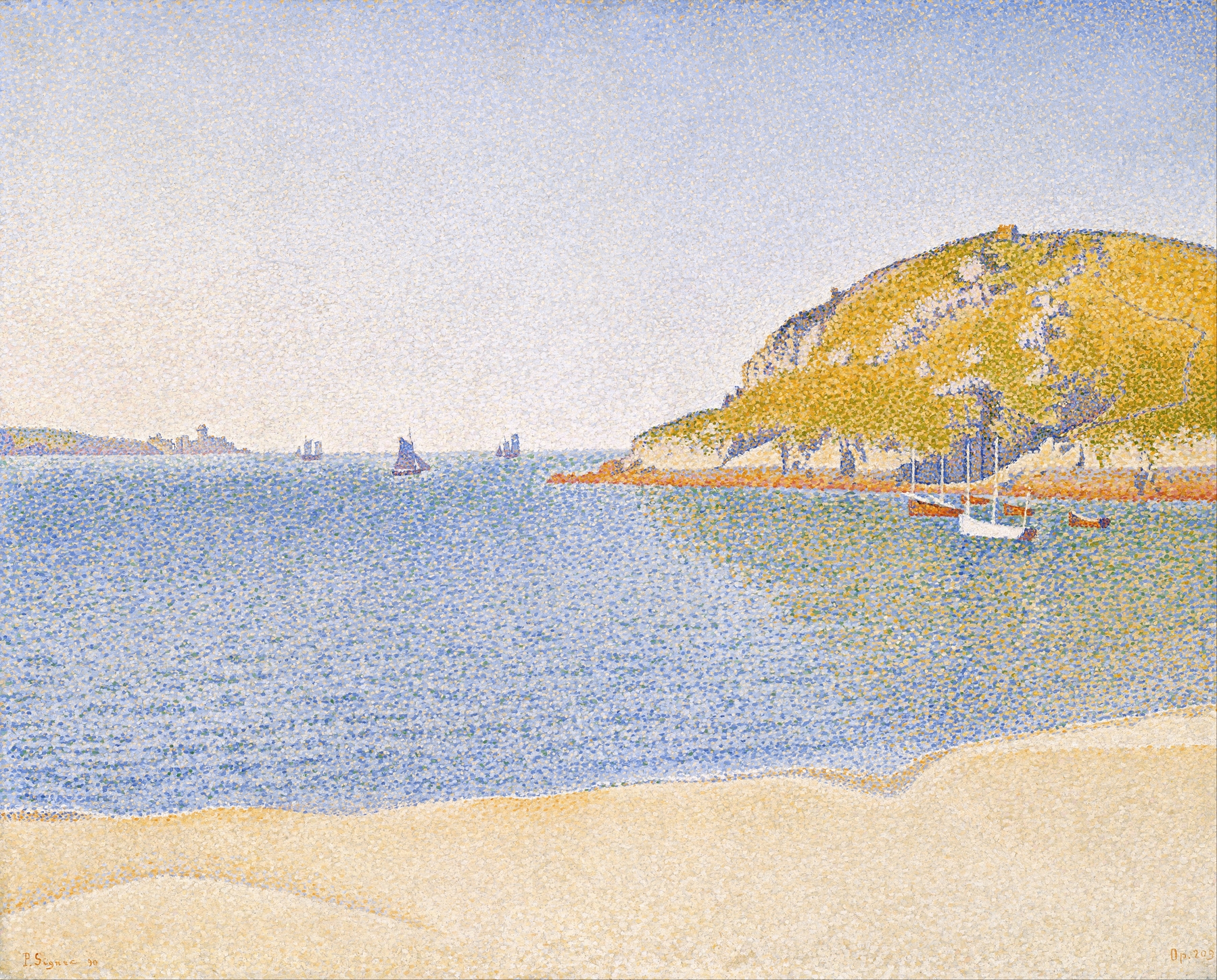 Port of Saint-Cast by Paul Signac, oil painting depicting boats and reflections on water.