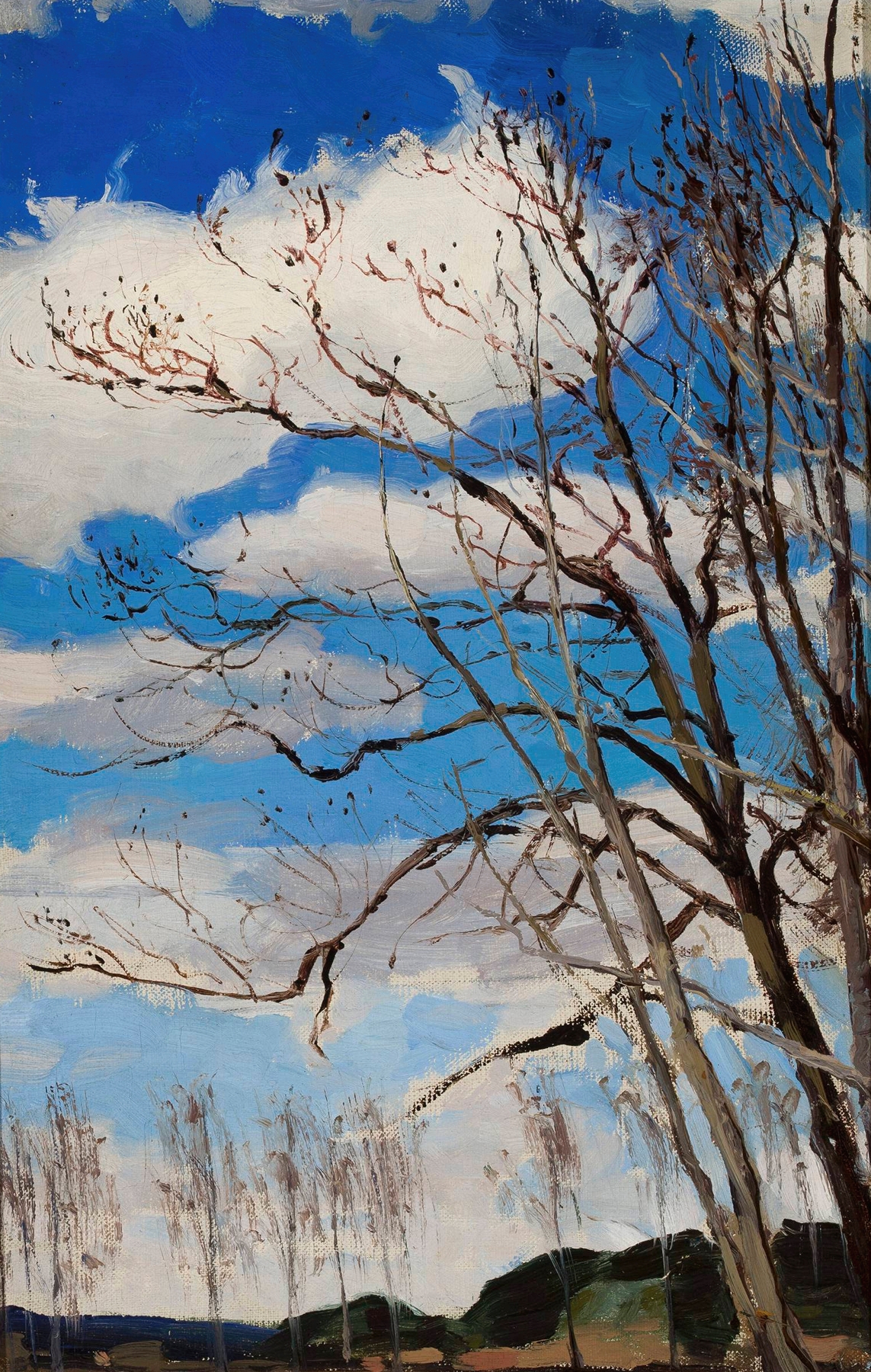 Trees against the sky, oil on canvas by Ferdynand Ruszczyc