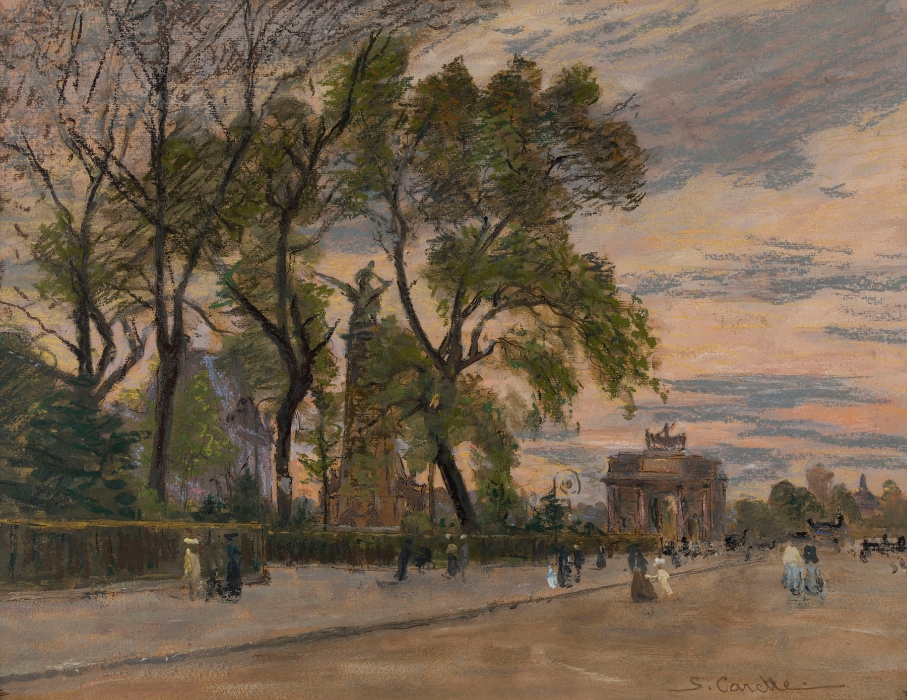 Le Carroussel by Georges-Émile Carette, impressionism, depicting a carousel with horses in motion