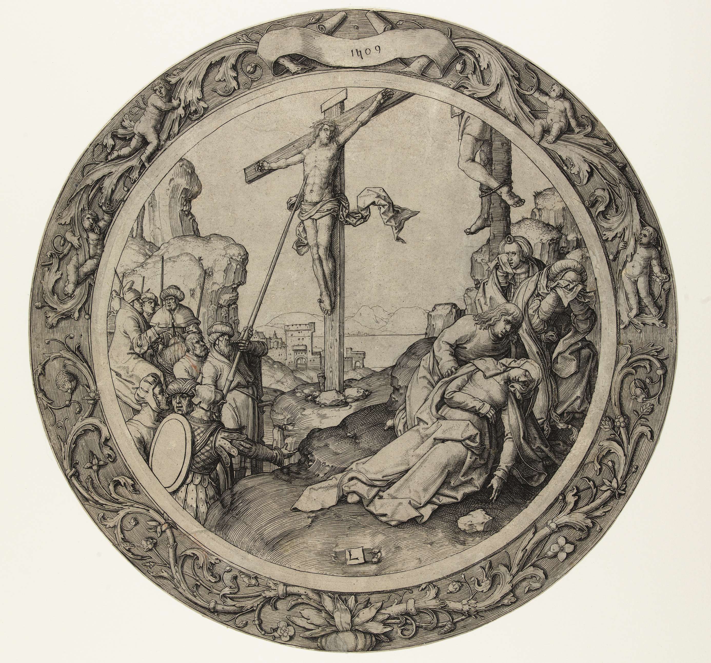 De kruisiging, by Lucas van Leyden, public domain