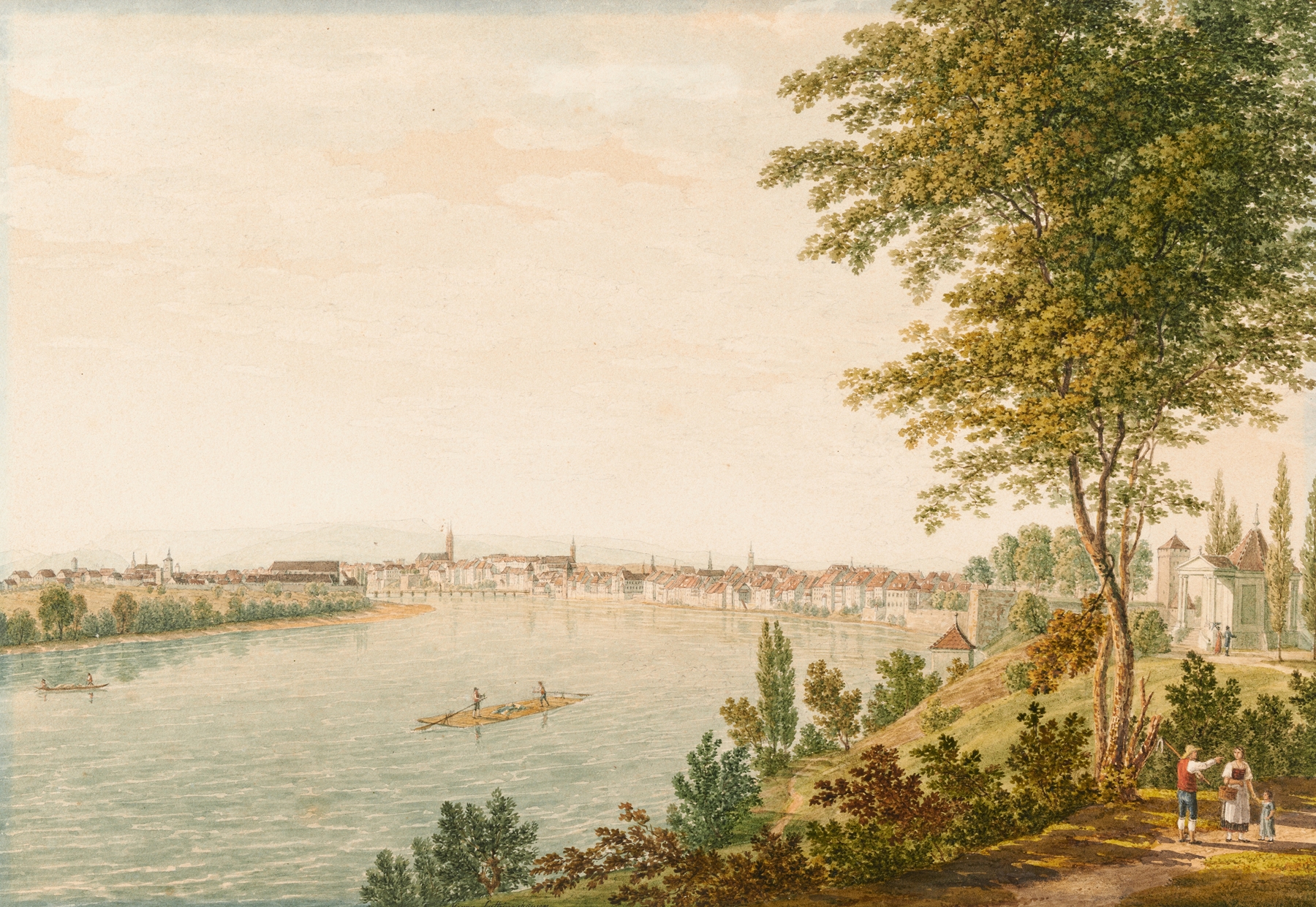 Landscape of dawn over Basel by Johann Heinrich Luttringhausen, oil on canvas