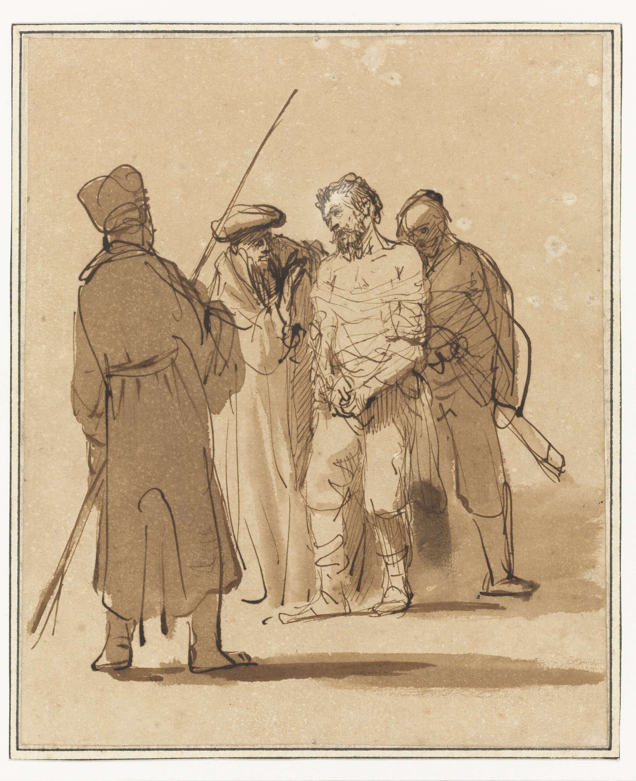 Christ Bound between Two Soldiers and a High Priest, paper, Gerbrand van den Eeckhout