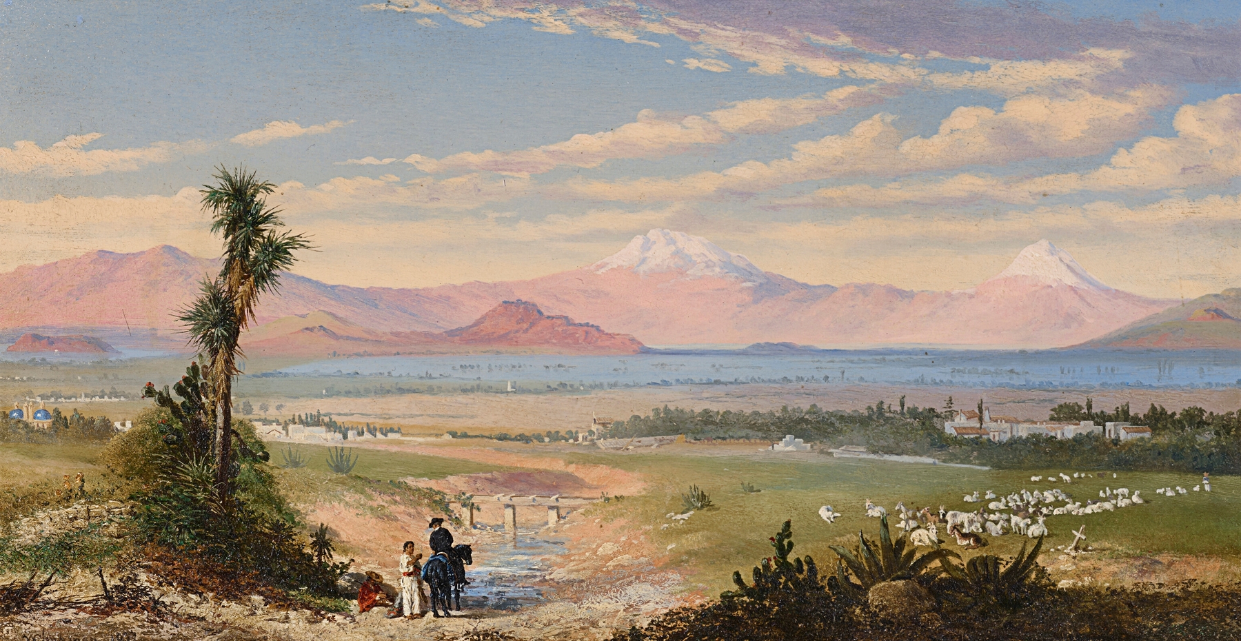 Landscape of The Valley of Mexico with volcanoes by Conrad Wise Chapman, oil on canvas