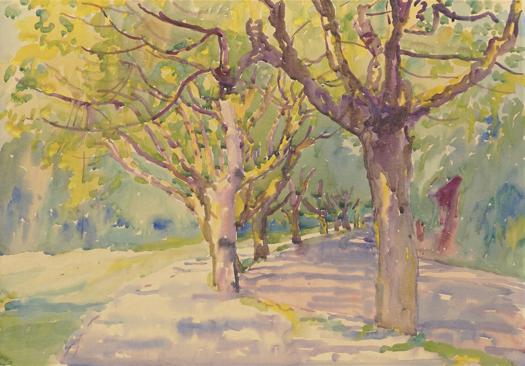 Avenue of plane trees, by Philipp Franck, public domain