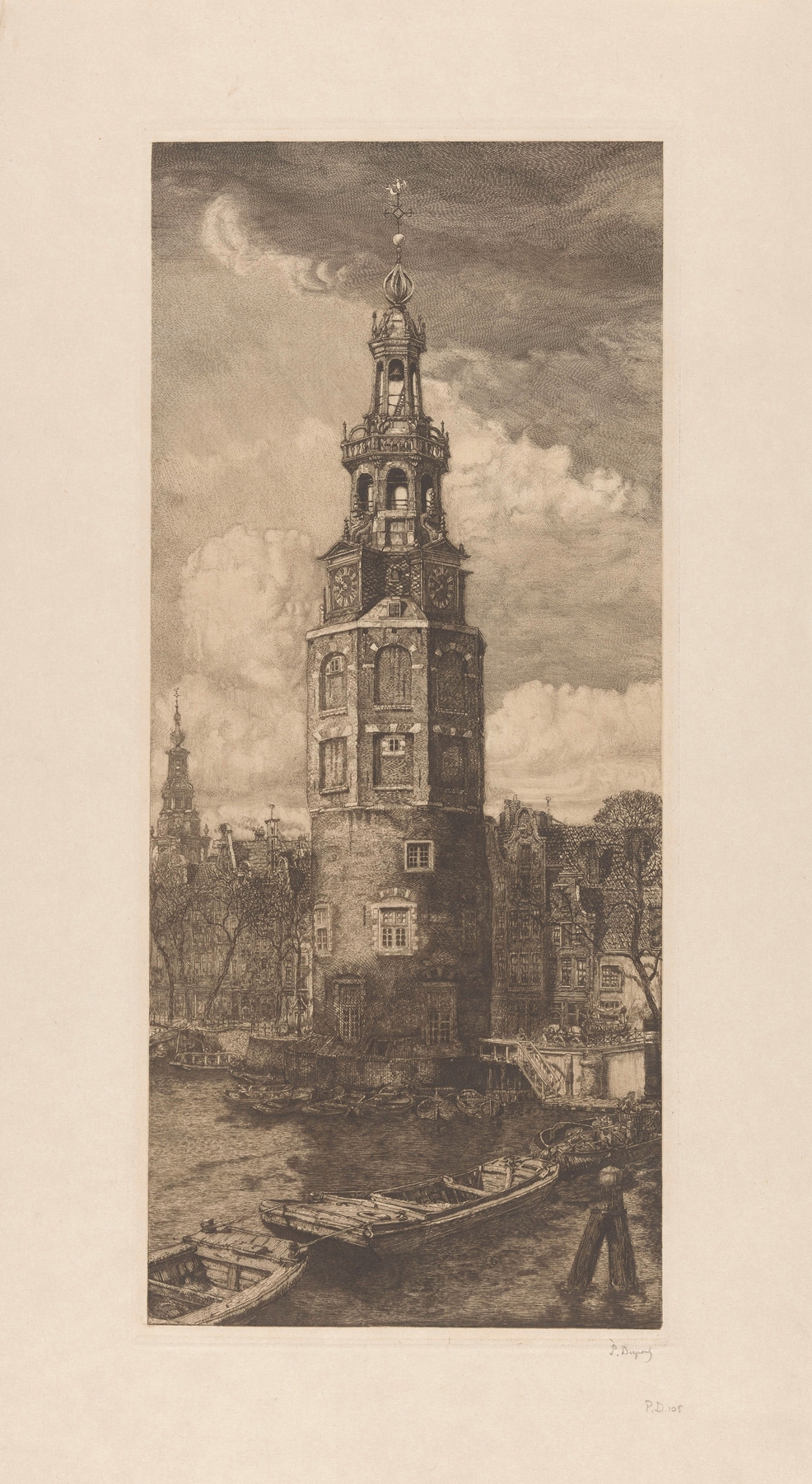 Montelbaanstoren aan de Oudeschans in Amsterdam, oil on canvas by Pieter Dupont