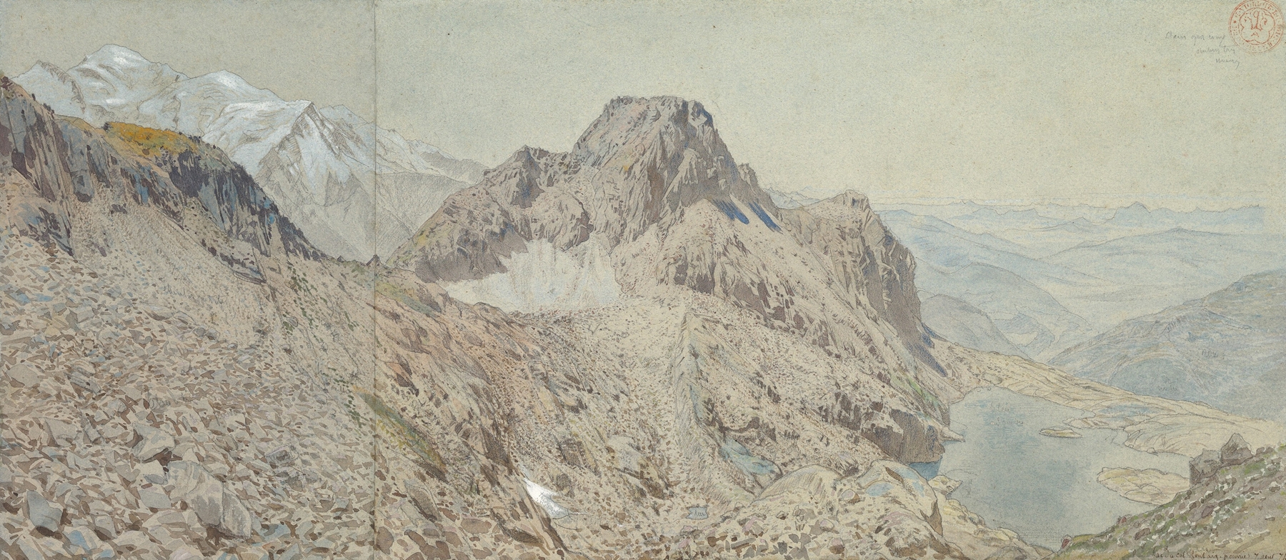 Landscape of Mont Blanc in oil on canvas by Eugène-Emmanuel Viollet-le-Duc
