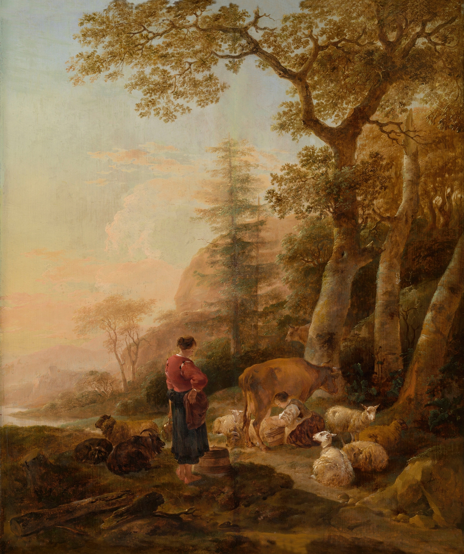 Italian Landscape, by Nicolaes Pietersz Berchem, public domain