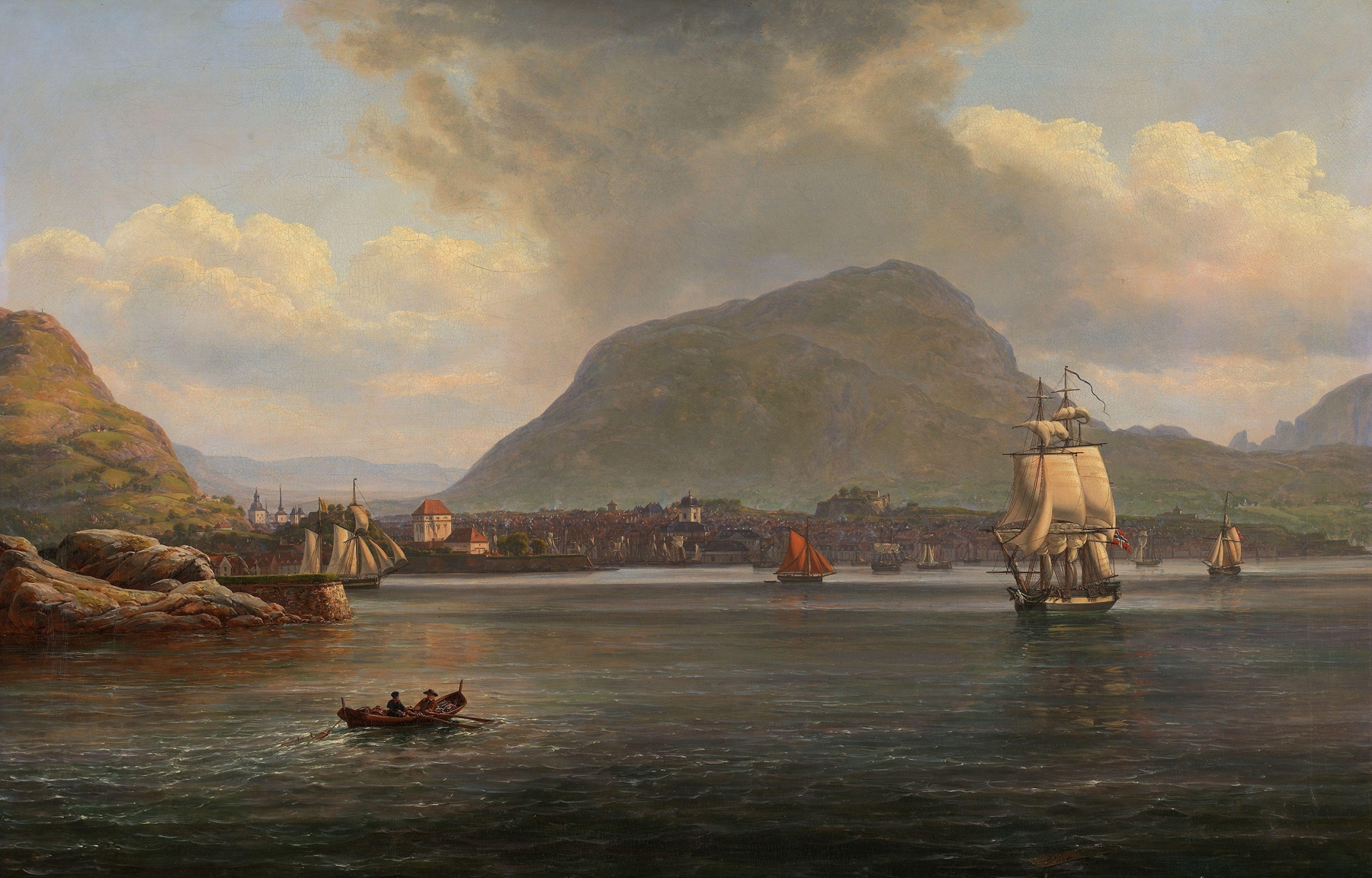 Bergen seen from the northern Inlet, by Johan Christian Dahl, public domain