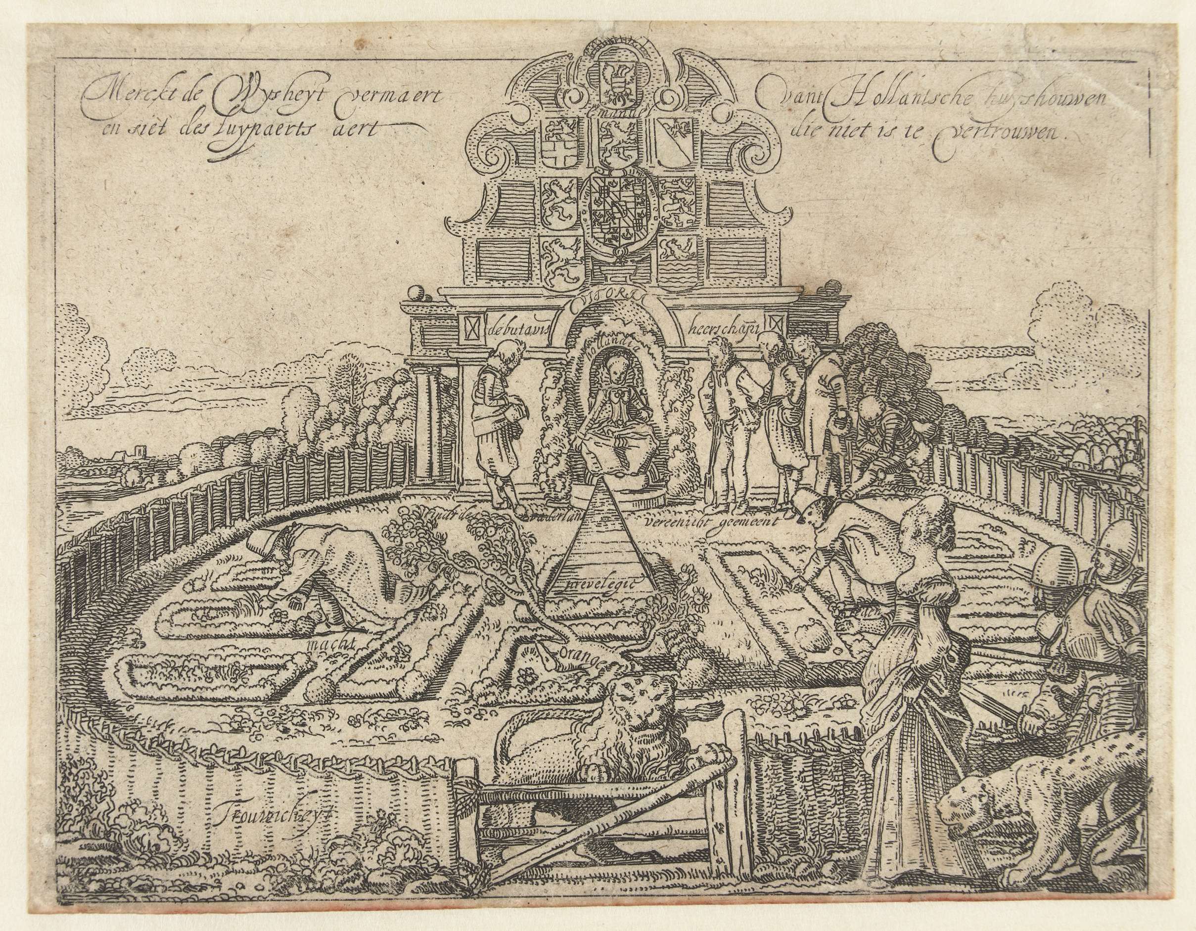 Allegorie op de onbetrouwbaarheid van Spanje en de vrijheid en welstand van de Zeven Provinciën: de Hollandse Tuin, by Willem Pietersz Buytewech, public domain