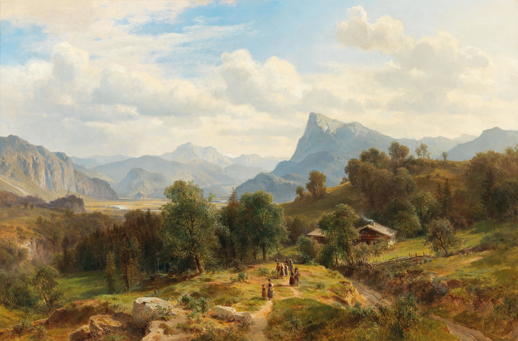 Landscape of the Alps by Ludwig Halauska, oil painting