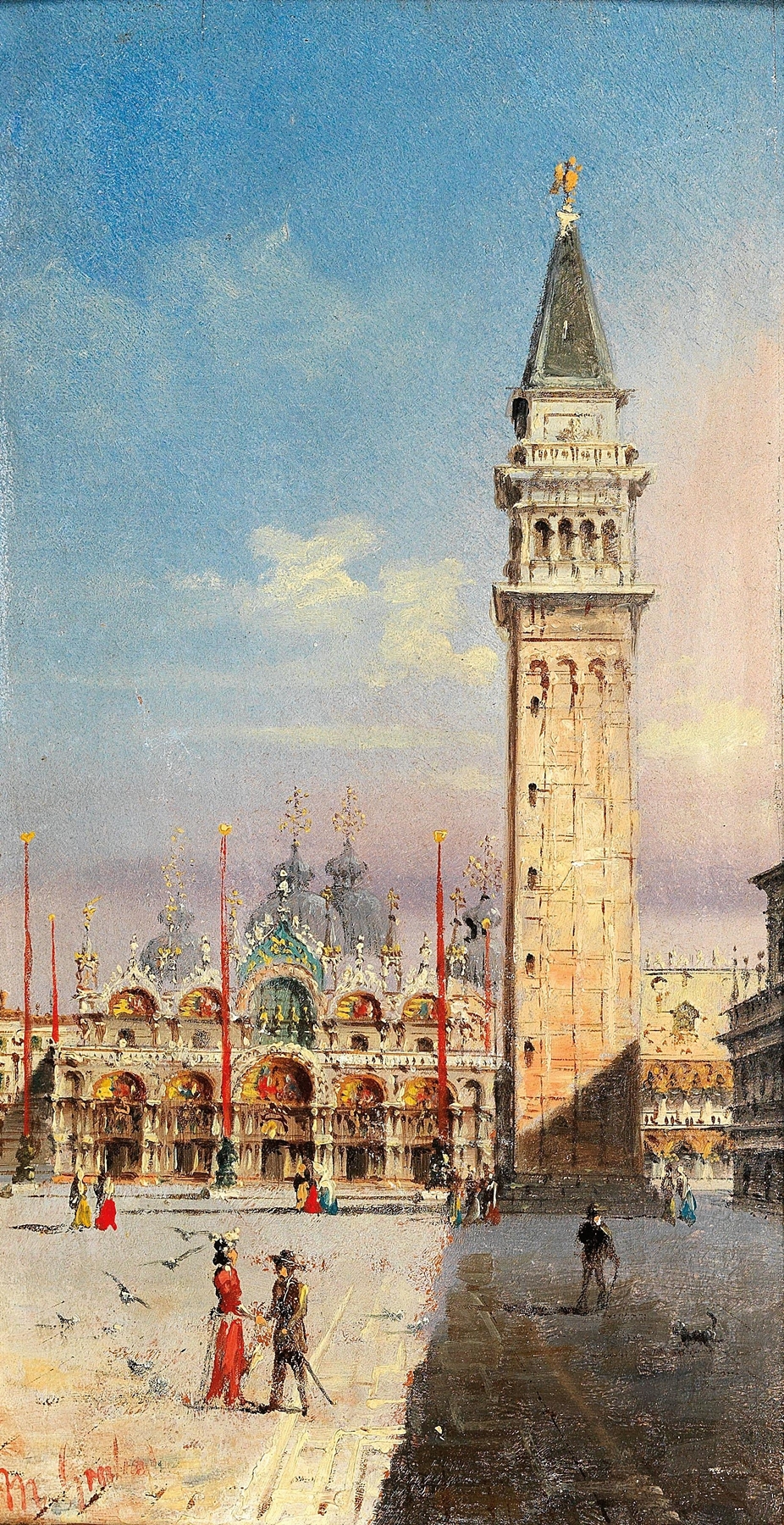 Impressionist oil painting by Marco Grubacs depicting St. Mark's Basilica in Venice.